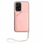 For Honor 200 Lite 5G Skin Feel Four Card Slots Phone Case with Wrist Strap(Pink) - 2