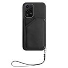 For Honor 200 Lite 5G Skin Feel Four Card Slots Phone Case with Wrist Strap(Black) - 2