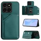 For Honor X6A Global Skin Feel Four Card Slots Phone Case with Wrist Strap(Green) - 1