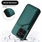 For Honor X6A Global Skin Feel Four Card Slots Phone Case with Wrist Strap(Green) - 3