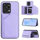 For Honor X7A / Play7T Skin Feel Four Card Slots Phone Case with Wrist Strap(Purple) - 1