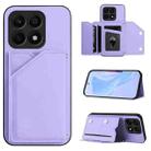 For Honor X8A Skin Feel Four Card Slots Phone Case with Wrist Strap(Purple) - 1