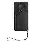 For Honor X9A / Magic5 Lite Skin Feel Four Card Slots Phone Case with Wrist Strap(Black) - 2