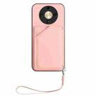 For Honor X9b / Magic6 Lite Skin Feel Four Card Slots Phone Case with Wrist Strap(Pink) - 2