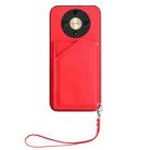For Honor X9b / Magic6 Lite Skin Feel Four Card Slots Phone Case with Wrist Strap(Red) - 2