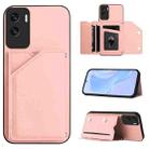 For Honor X50i / 90 Lite Skin Feel Four Card Slots Phone Case with Wrist Strap(Pink) - 1