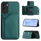 For Honor X50i / 90 Lite Skin Feel Four Card Slots Phone Case with Wrist Strap(Green) - 1