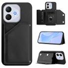 For Honor 400 Lite / X70i Skin Feel Four Card Slots Phone Case with Wrist Strap(Black) - 1