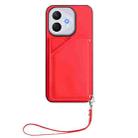 For Honor 400 Lite / X70i Skin Feel Four Card Slots Phone Case with Wrist Strap(Red) - 2
