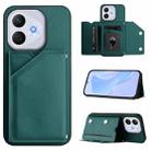 For Honor 400 Lite / X70i Skin Feel Four Card Slots Phone Case with Wrist Strap(Green) - 1