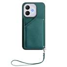 For Honor 400 Lite / X70i Skin Feel Four Card Slots Phone Case with Wrist Strap(Green) - 2