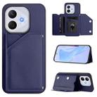 For Honor 400 Lite / X70i Skin Feel Four Card Slots Phone Case with Wrist Strap(Blue) - 1