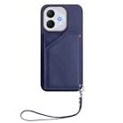 For Honor 400 Lite / X70i Skin Feel Four Card Slots Phone Case with Wrist Strap(Blue) - 2