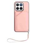 For Honor X8c 4G Skin Feel Four Card Slots Phone Case with Wrist Strap(Pink) - 2