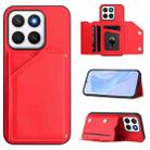 For Honor X8c 4G Skin Feel Four Card Slots Phone Case with Wrist Strap(Red) - 1
