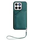 For Honor X8c 4G Skin Feel Four Card Slots Phone Case with Wrist Strap(Green) - 2