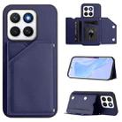 For Honor X8c 4G Skin Feel Four Card Slots Phone Case with Wrist Strap(Blue) - 1