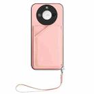 For Honor X60 / X9c Smart Skin Feel Four Card Slots Phone Case with Wrist Strap(Pink) - 2