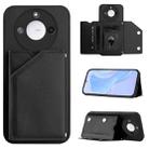 For Honor X60 / X9c Smart Skin Feel Four Card Slots Phone Case with Wrist Strap(Black) - 1