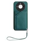 For Honor X60 / X9c Smart Skin Feel Four Card Slots Phone Case with Wrist Strap(Green) - 2