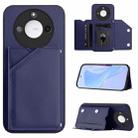 For Honor X60 / X9c Smart Skin Feel Four Card Slots Phone Case with Wrist Strap(Blue) - 1