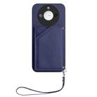 For Honor X60 / X9c Smart Skin Feel Four Card Slots Phone Case with Wrist Strap(Blue) - 2