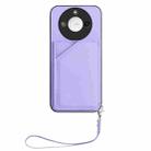 For Honor X60 / X9c Smart Skin Feel Four Card Slots Phone Case with Wrist Strap(Purple) - 2