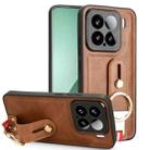 For Xiaomi 15 Wristband Leather Back Phone Case(Brown) - 1
