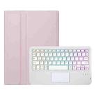 For Huawei MatePad SE 10.4 AH13-AS Ultra-thin Detachable Backlight Bluetooth Keyboard Leather Tablet Case with Touchpad(Pink White) - 2