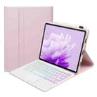 For Honor Pad X9 / X8 Pro 11.5 AH15-AS Ultra-thin Detachable Backlight Bluetooth Keyboard Leather Tablet Case with Touchpad(Pink White) - 1