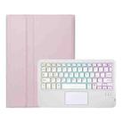 For Honor Pad X9 / X8 Pro 11.5 AH15-AS Ultra-thin Detachable Backlight Bluetooth Keyboard Leather Tablet Case with Touchpad(Pink White) - 2