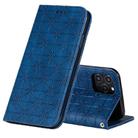 For iPhone 12 / 12 Pro Lucky Flowers Embossing Pattern Magnetic Horizontal Flip Leather Case with Holder & Card Slots(Dark Blue) - 1