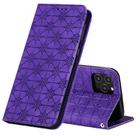 For iPhone 12 / 12 Pro Lucky Flowers Embossing Pattern Magnetic Horizontal Flip Leather Case with Holder & Card Slots(Purple) - 1