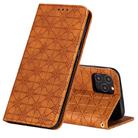 For iPhone 12 / 12 Pro Lucky Flowers Embossing Pattern Magnetic Horizontal Flip Leather Case with Holder & Card Slots(Yellow Brown) - 1