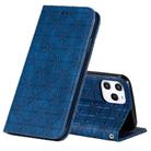 For iPhone 12 Pro Max Lucky Flowers Embossing Pattern Magnetic Horizontal Flip Leather Case with Holder & Card Slots(Dark Blue) - 1