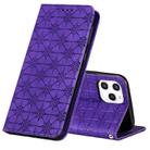 For iPhone 12 Pro Max Lucky Flowers Embossing Pattern Magnetic Horizontal Flip Leather Case with Holder & Card Slots(Purple) - 1