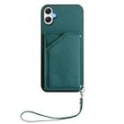 For Samsung Galaxy A06 Skin Feel Four Card Slots Phone Case with Wrist Strap(Green) - 2