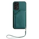 For Samsung Galaxy A13 4G Skin Feel Four Card Slots Phone Case with Wrist Strap(Green) - 2