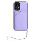 For Samsung Galaxy A13 4G Skin Feel Four Card Slots Phone Case with Wrist Strap(Purple) - 2
