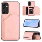For Samsung Galaxy A14 5G Skin Feel Four Card Slots Phone Case with Wrist Strap(Pink) - 1
