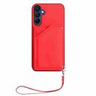 For Samsung Galaxy A16 Skin Feel Four Card Slots Phone Case with Wrist Strap(Red) - 2