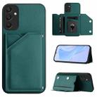 For Samsung Galaxy A25 Skin Feel Four Card Slots Phone Case with Wrist Strap(Green) - 1