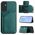For Samsung Galaxy A35 5G Skin Feel Four Card Slots Phone Case with Wrist Strap(Green) - 1