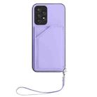For Samsung Galaxy A52 Skin Feel Four Card Slots Phone Case with Wrist Strap(Purple) - 2