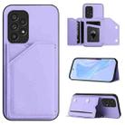 For Samsung Galaxy A53 5G Skin Feel Four Card Slots Phone Case with Wrist Strap(Purple) - 1