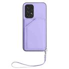 For Samsung Galaxy A53 5G Skin Feel Four Card Slots Phone Case with Wrist Strap(Purple) - 2