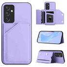 For Samsung Galaxy A54 5G Skin Feel Four Card Slots Phone Case with Wrist Strap(Purple) - 1