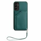 For Samsung Galaxy A55 5G Skin Feel Four Card Slots Phone Case with Wrist Strap(Green) - 2