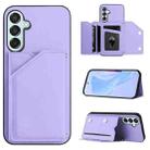 For Samsung Galaxy M15 / F15 Skin Feel Four Card Slots Phone Case with Wrist Strap(Purple) - 1