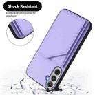For Samsung Galaxy M35 Skin Feel Four Card Slots Phone Case with Wrist Strap(Purple) - 3